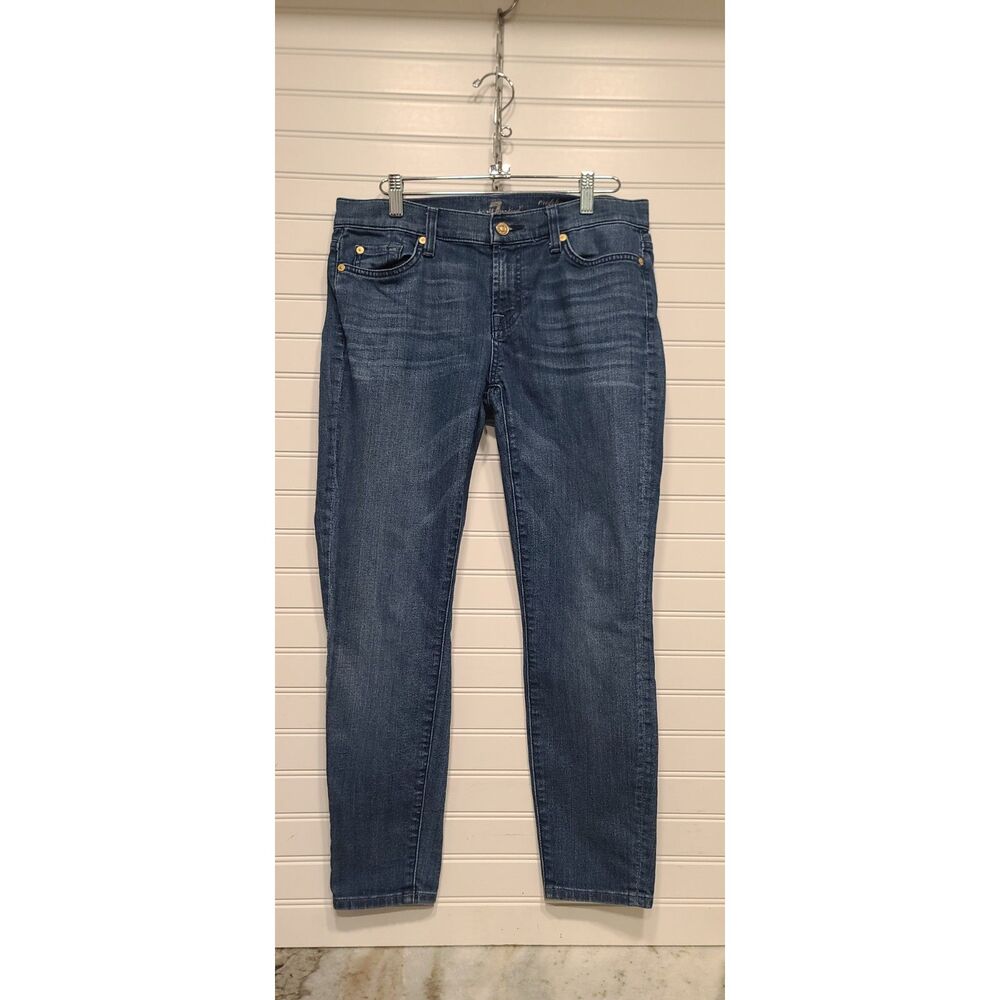 7 For All Mankind Womens Cropped Gwenevere Dark Wash Jeans Size 29